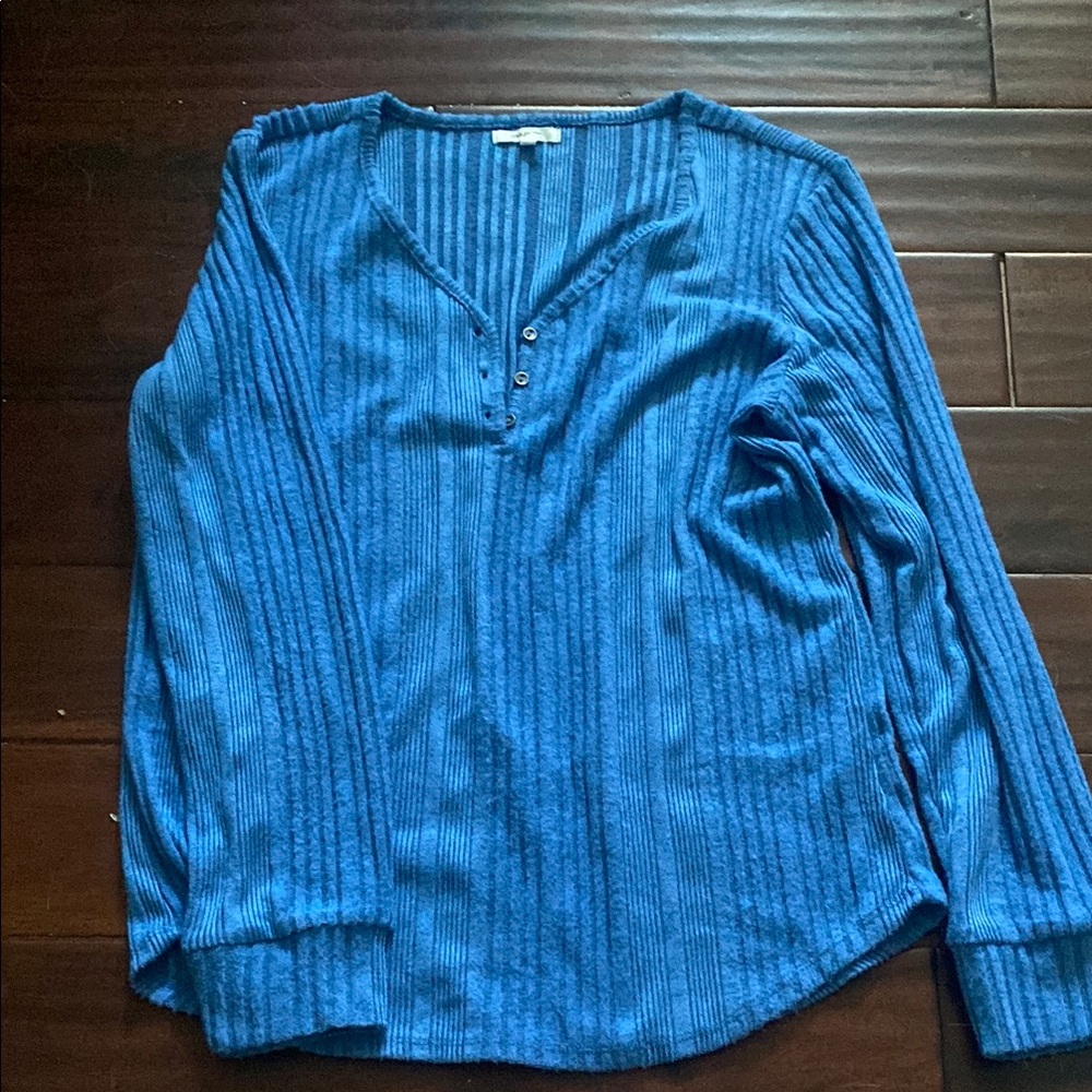 Maurices Blue Ribbed Crew Neck Sweater